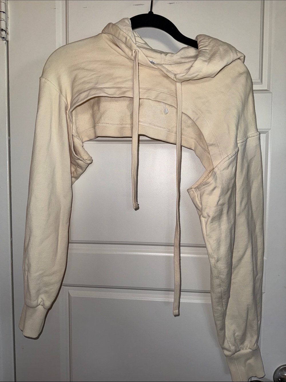 Zara Cropped Hooded Sweatshirt - Cream
